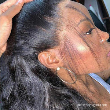 Uniky ship Wholesale 180 Density HD lace front wig body wave 100 Brazilian Virgin Hair closure human hair wigs for black women